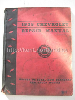 1935 Chevrolet Repair Manual Master De Luxe, New Standard and Truck Models