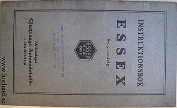 1926 Essex Instruktionsbok 6 Cylinder Svensk