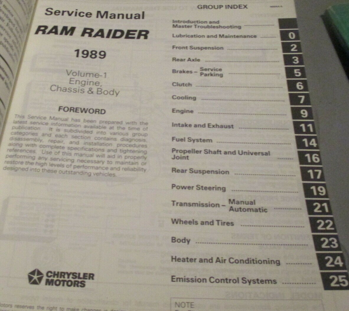 1989 Dodge Ram Rider 50 Service Manual - 2