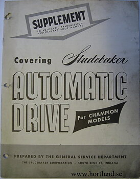 1950 Studebaker Champion Automatic Transmission Preliminary Shop Manual Supplement