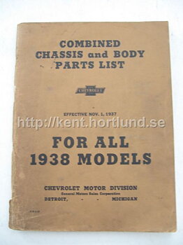 1938 Chevrolet Combined Chassis and Body Parts List