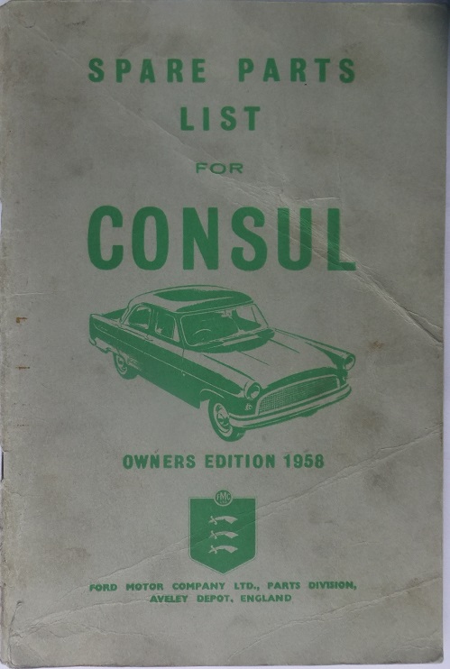 1958 Ford Consul Spare Parts List