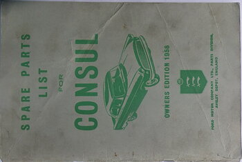 1958 Ford Consul Spare Parts List