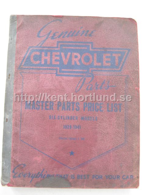 1929-1941 Chevrolet Chassis + Body Parts Book