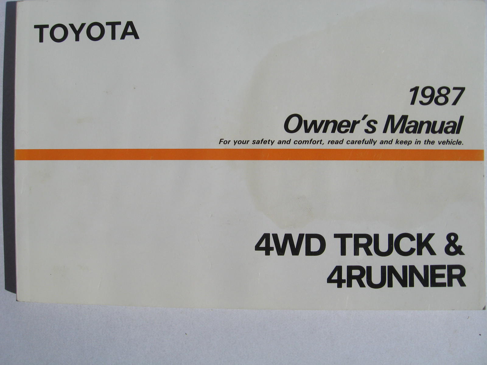 www.hortlund.se 1987 Toyota 4WD Truck & 4 Runner Owner's Manual