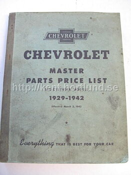 1929-1942 Chevrolet Master Parts Price List Six Cylinder Models