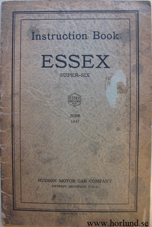 1927 Essex Super-Six Instruction Book