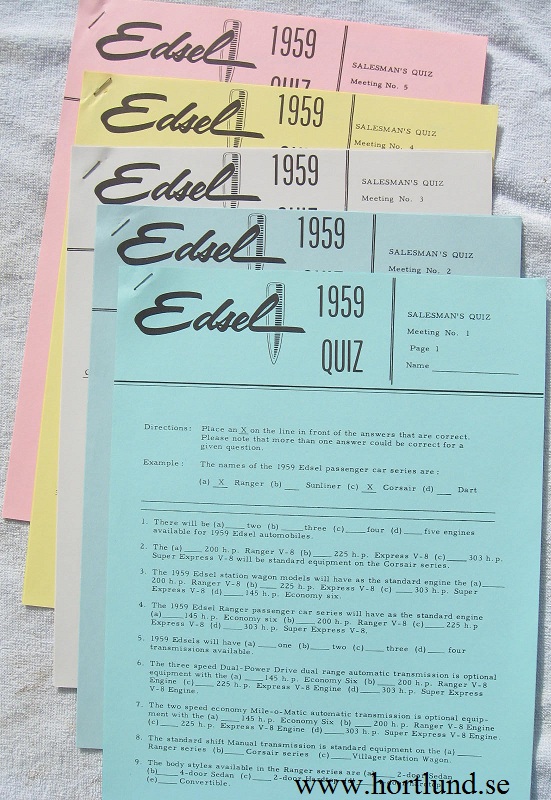 1959 Edsel Salesman's Quiz No 1-5