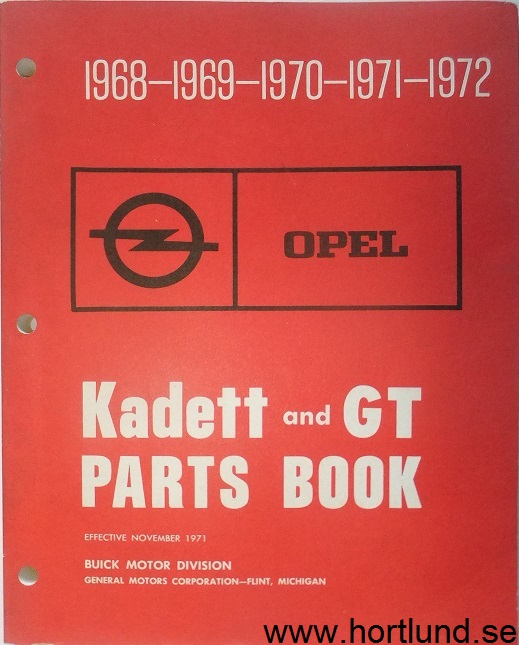 1968-1972 Opel Kadett & GT Parts Book, Nov. 1971