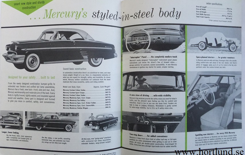 1954 Mercury Quick Facts.. broschyr - 2
