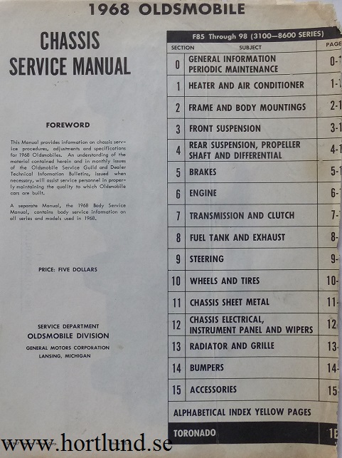 1968 Oldsmobile Chassis Service Manual - 2