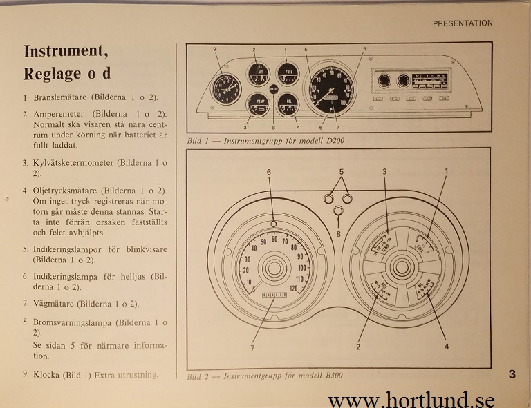 1972 1973 Dodge B300 och D200 Instruktionsbok svensk - 2