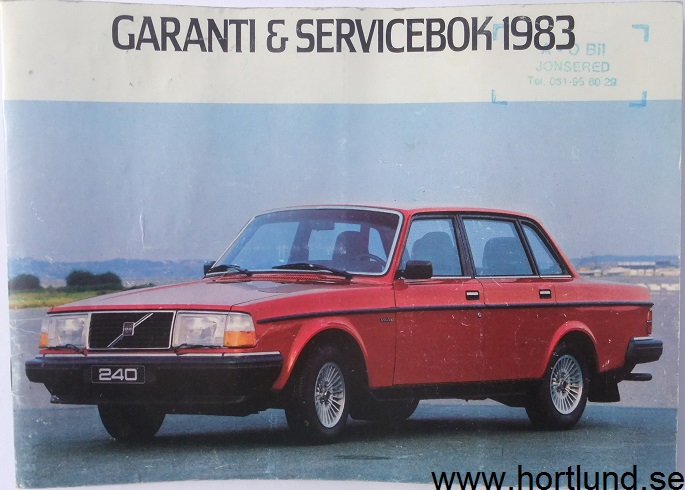 1983 Volvo Garanti & Servicebok Personvagnar