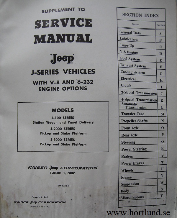 1965 Jeep Truck Service Manual supplement - 2