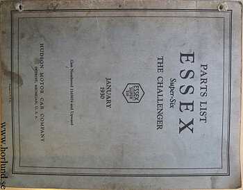 1930 Essex Super-Six The Challenger Parts List 