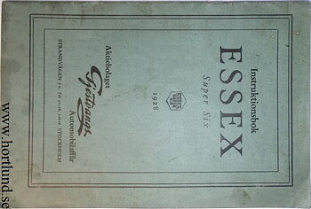 1928 Essex Super Six Instruktionsbok Svensk