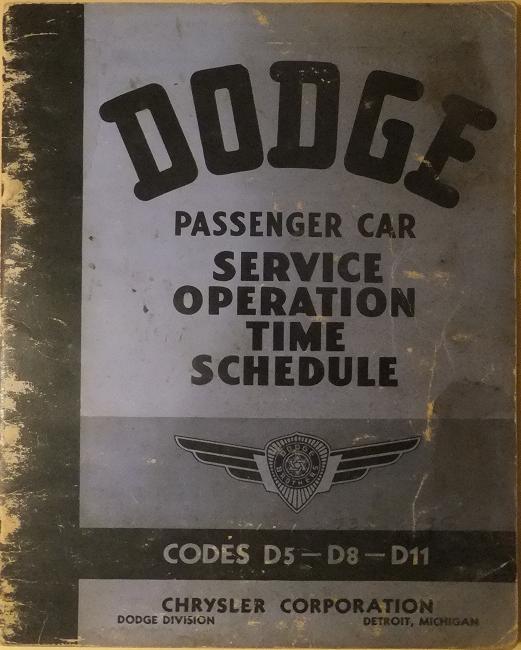 1937-1939 Dodge Passenger Car Service Time Schedule