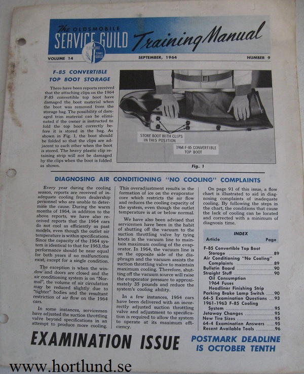 1964 Oldsmobile Service Guild Training Manual September 