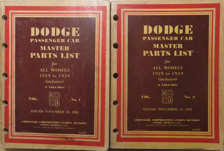 1929-1939 Dodge Passenger Car Master Parts List