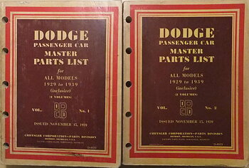 1929-1939 Dodge Passenger Car Master Parts List