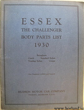 1930 Essex The Challenger Body Parts List 