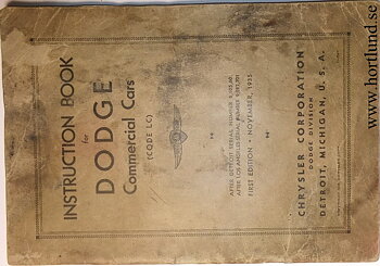 1936 Dodge Commersial Cars LC Instruction Book