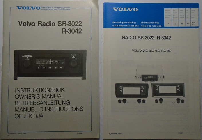 1984 Volvo Radio Instruktionsbok
