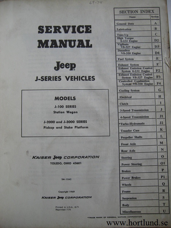 1969 - 1970 Jeep Truck J-Series Service Manual - 2