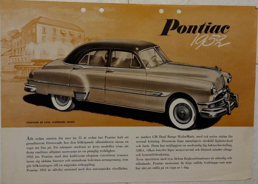 1952 Pontiac broschyr svensk