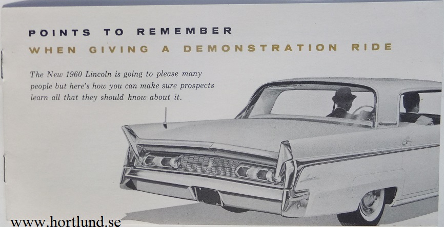 1960 Lincoln Points to Remember...