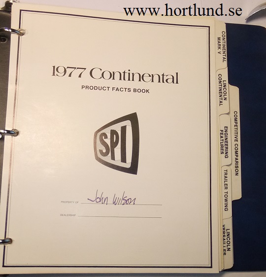 1977 Lincoln Product Facts Book - 2