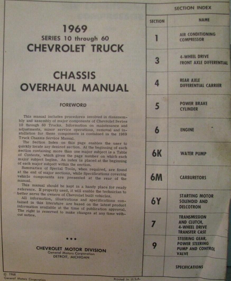 1969 Chevrolet Truck Chassis Overhaul Manual - 2