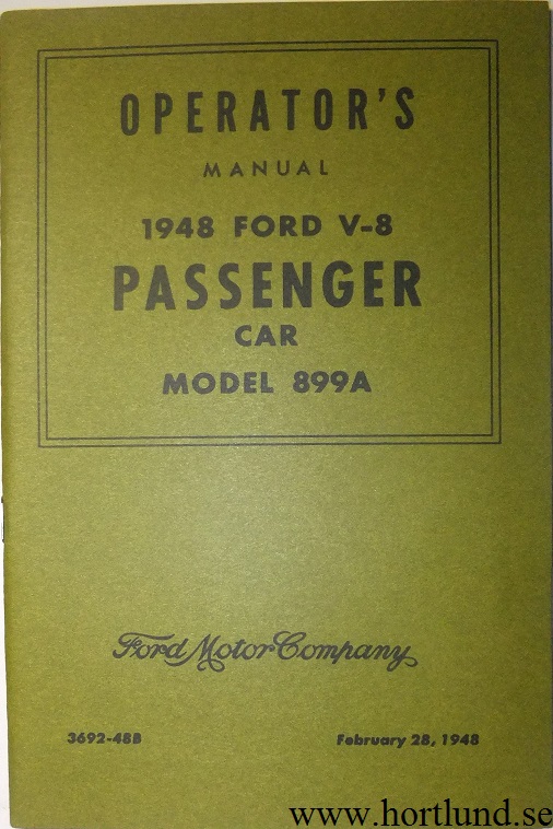 1948 Ford V8 Operator's Manual