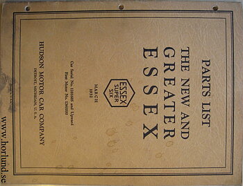1932 Essex Super-Six Parts List