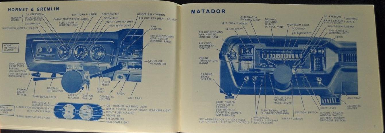 1971 AMC Hornet, Matador, Gremlin, Javelin, Ambassador Owners Manual - 2