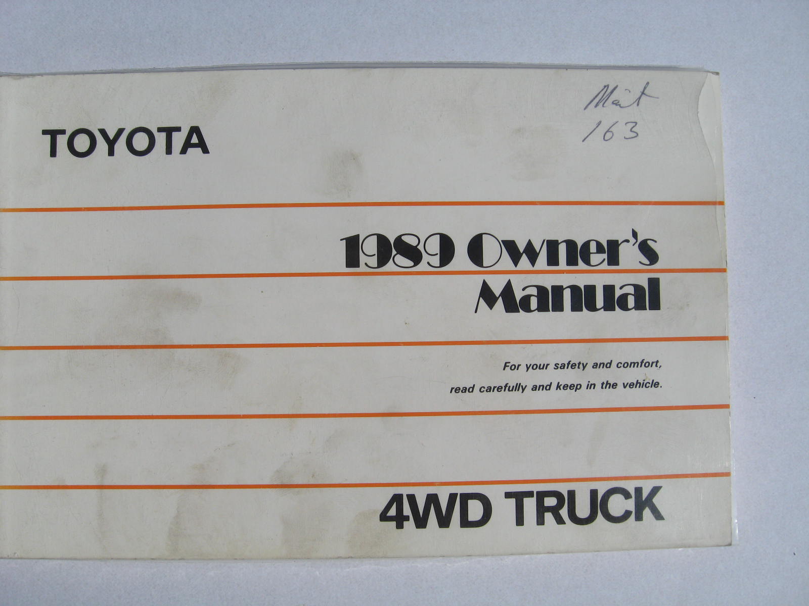 1989 Toyota 4WD Truck Owner's Manual