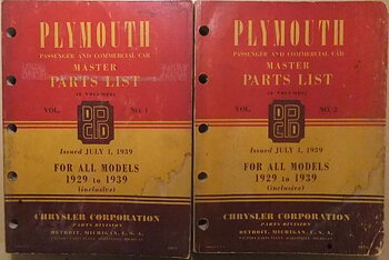1929-1939 Plymouth Passenger and Comercial Car Master Parts List