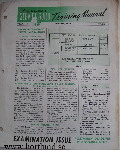 1965 Oldsmobile Service Guild Training Manual November 1964 