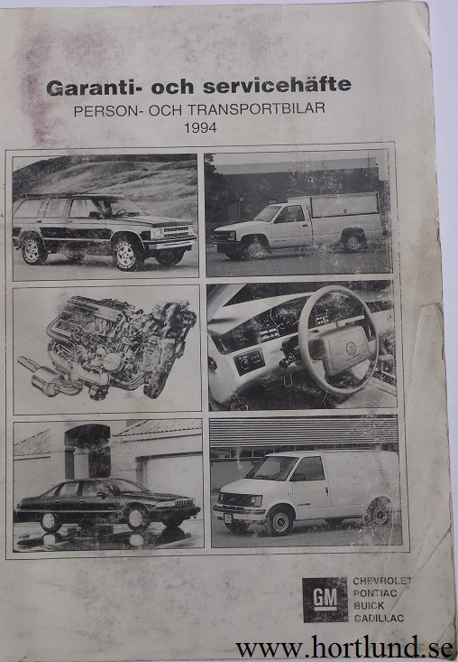 1994 GM Garanti- och servicehäfte svensk