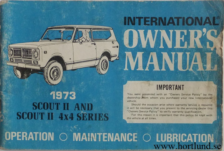 1973 International Scout II Owner's Manual