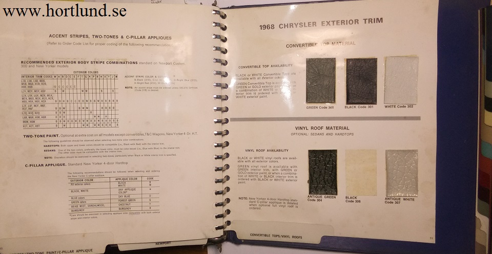 1968 Chrysler Color and Trim Selector Dealer Album - 4