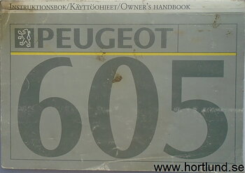 1992 Peugeot 605 Instruktionsbok