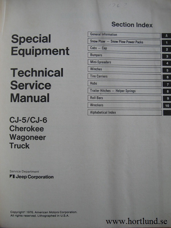 1976 Jeep Special Equipment Technical Service Manual - 2