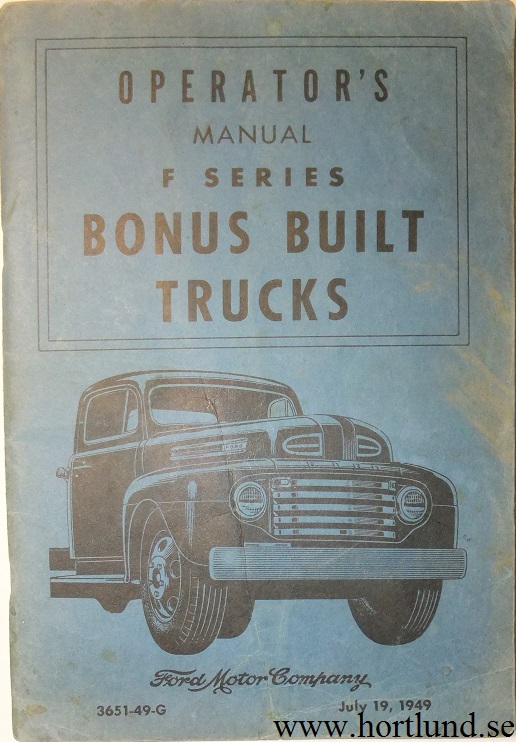 1949 Ford Truck F-1 - F-8 Operators Manual original
