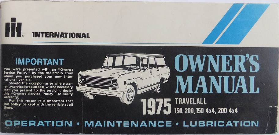 1975 International Travelall Owner's Manual