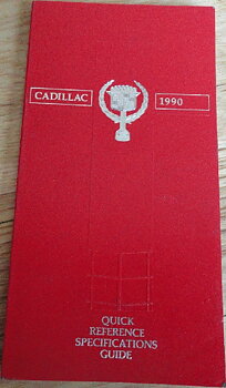 1990 Cadillac Quick Reference Specifications Guide
