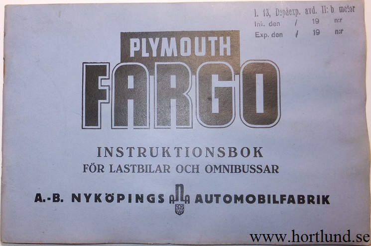 1939 Fargo FH & FHD Instruktionsbok svensk