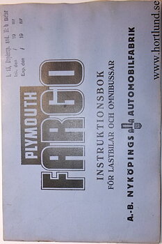 1939 Fargo FH & FHD Instruktionsbok svensk