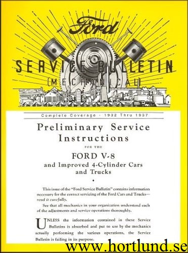 1932 - 1937 Ford Model Cars and Trucks Service Bulletin