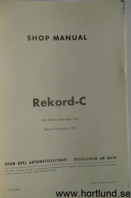 1967 Opel Rekord C Shop Manual - 2